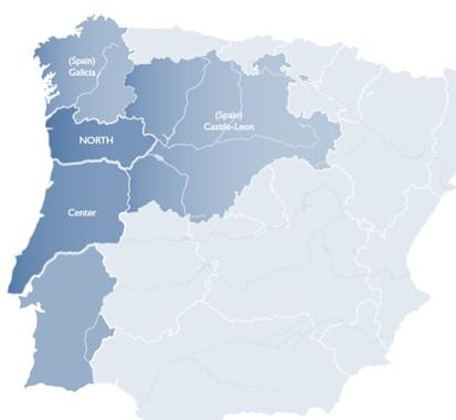 Map of Spain highlighting relevant regions 