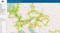 The image shows the selection of a few additional layers available in the web-viewer, namely the border segment bus and rail services and border permeability.