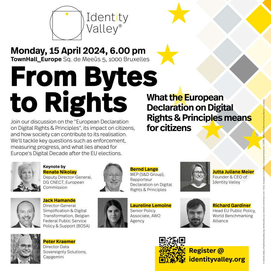 Join our discussion on the "European Declaration on Digital Rights & Principles", its impact on citizens, and how society can contribute to its realisation. We'll tackle key questions such as enforcement, measuring progress, and what lies ahead for Europe's Digital Decade after the EU elections.
