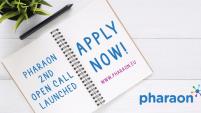 image of a book and text reading "Pharaon 2nd open call launched. Apply now! www.pharaon.eu""