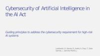 Cybersecurity of Artificial Intelligence in the AI Act